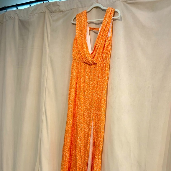 H&M | Dresses | Hm Plunging Orange Maxi Size M | Poshmark